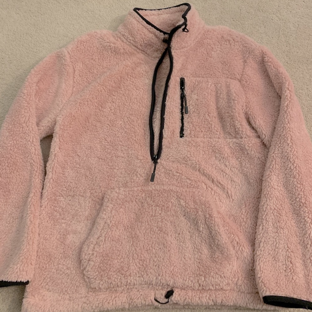 PINK rose Soft 1/2 zip Sherpa top